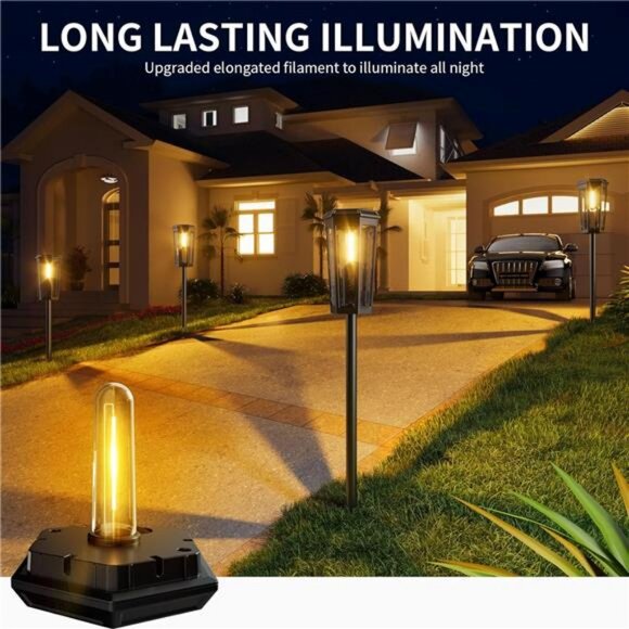 Solar Pathway Lights Outdoor - 6 Pack Solar Garden Lights Driveway Light - Picture 4 of 7